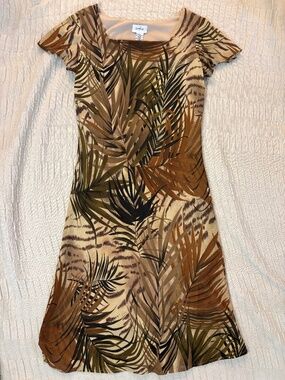 Ombre Midi Tropical Dress, tan lining underneath, great condition
